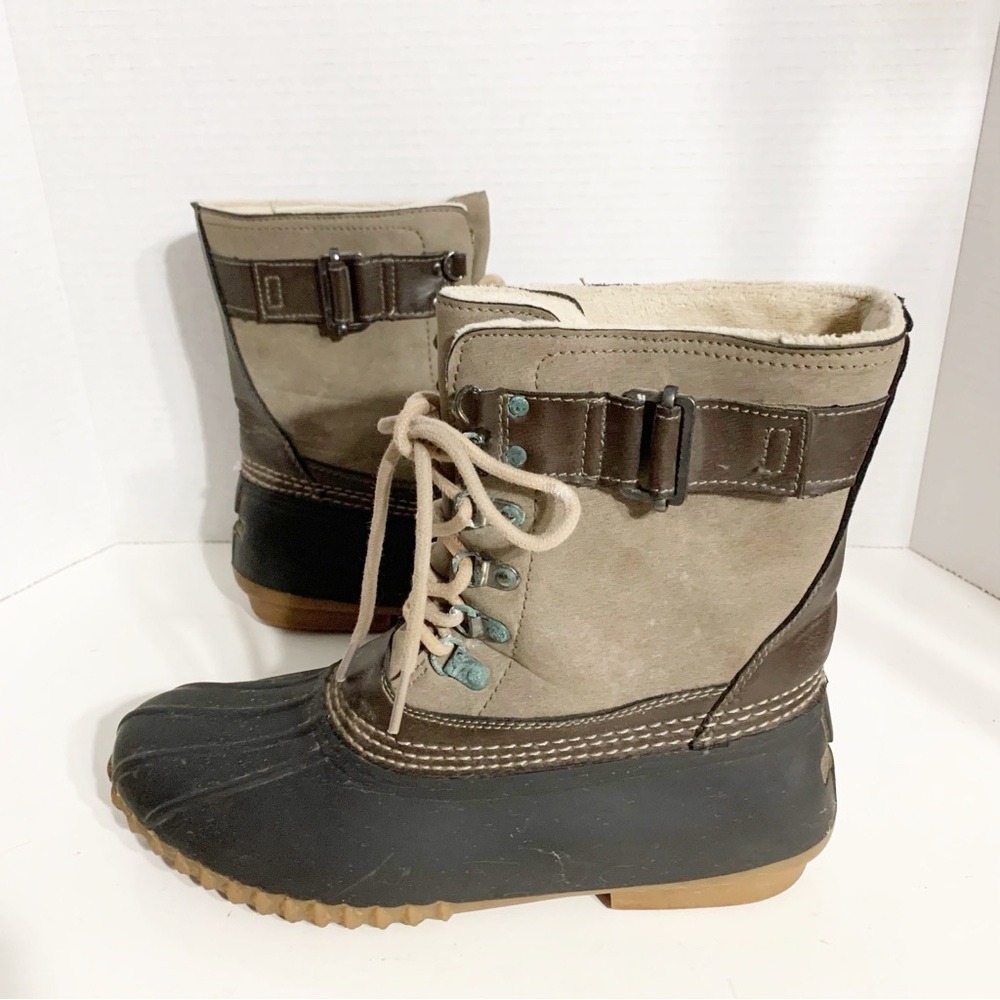 Vintage Esprit Suede Leather and Rubber Duck Boots Lace-up Fleece Lined Winter❄️ - Picture 3 of 9